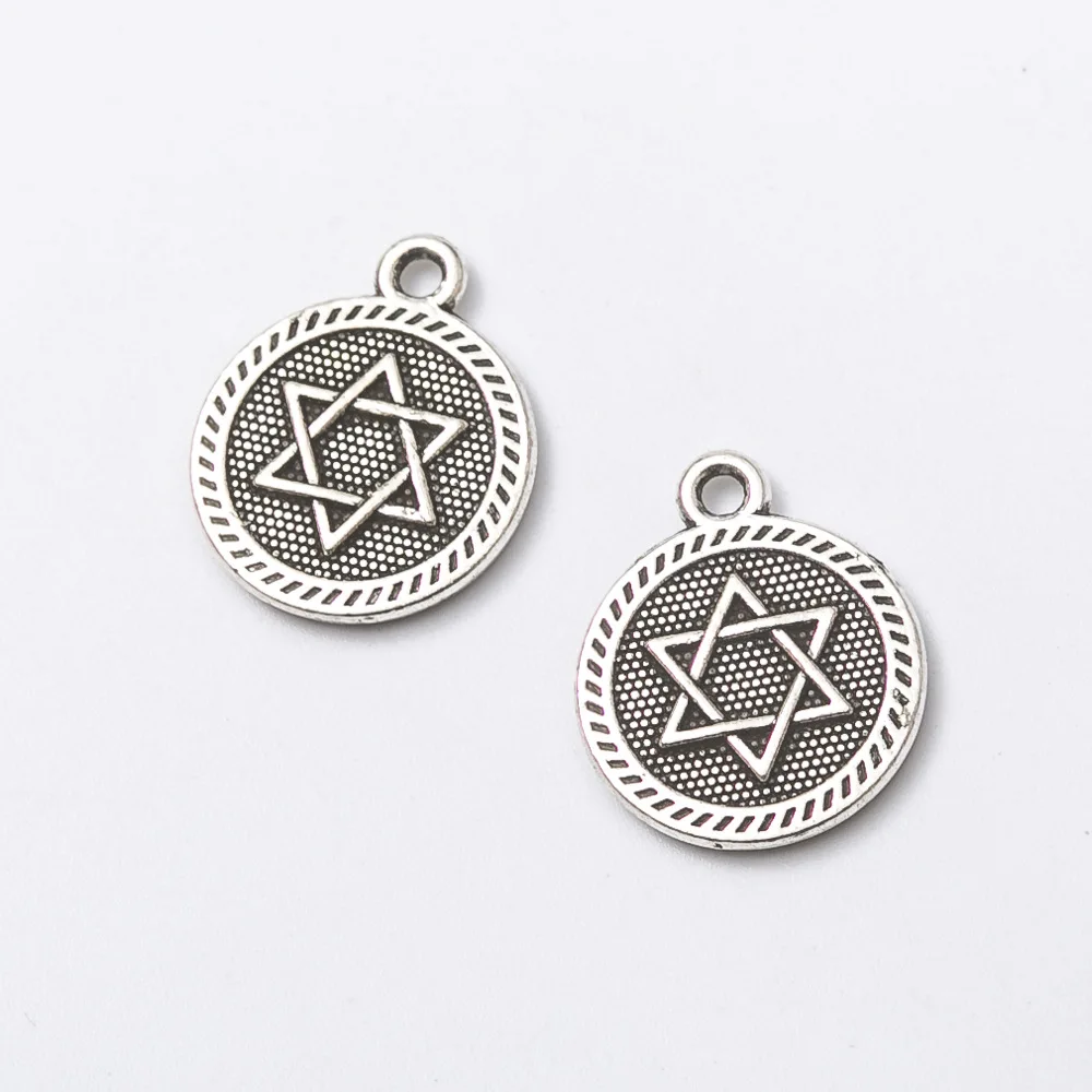 10Pcs/Lot 15x18mm 2 Colors Double Sided Star Of David Charms Pendant For DIY Jewelry Making Jewelry Craft Findings