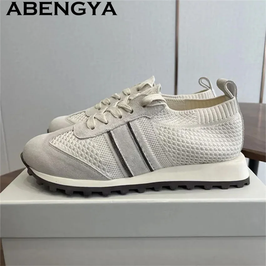 Весенняя распродажа 2026: Женс – обзор и цена Knit Fabric Lace Up Sneakers