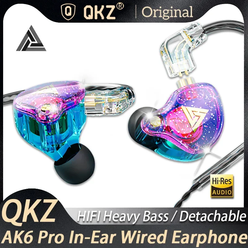 Original QKZ AK6 Pro Detachable Wired Earphone Dynamic With Mic Copper Driver Hifi Subwoofer Headphone Sport Music Game Headset