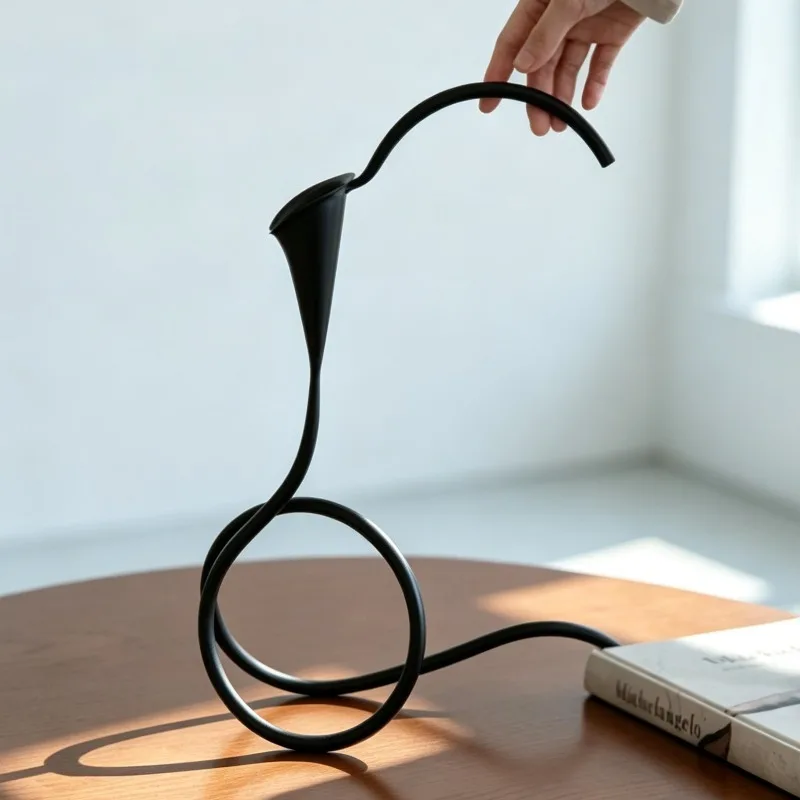 Abstract Candlestick Metal Candle Holder Creative Black Candles Stand Home Ornament Candlesticks for Wedding Dining Table Decor