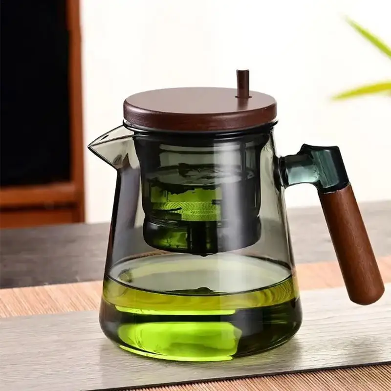 Enchanti Tea Pot Press Enchanti Teapot 750ml Teapot With Wooden Handle Glass Teapot For Tea Water Separation