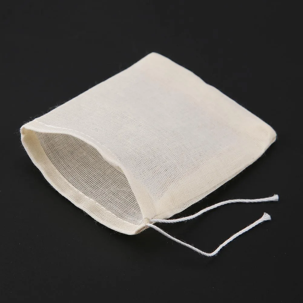 20Pcs Thee Zakken Food Grade Katoen Gaas Thee Filter Zakken Voor Spice Thee-ei Met String Genezen Seal Spice filters Theezakjes