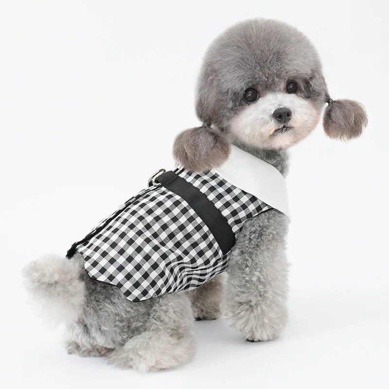 

Luxury Dog Dress Shirt Cute Plaid Round Collar Small Dog Clothes Party Wedding Puppy Skirt Pomeranian Teddy Yorkshire Apparel
