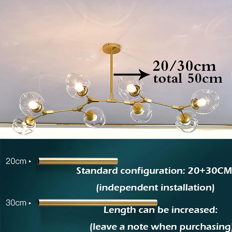 Imagem -03 - Nordic Glass Ball Led Candelabro Luzes Pingente Home Decor Luminária Sala de Estar Mesa Central Restaurante Cozinha Preto Ouro