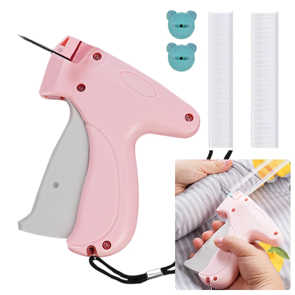 Mini Clothing Sewing Machine with 50/100 Bear Buckles Micro Stitch Gun Portable Handheld Sewing Machine for Quick Repair Garment