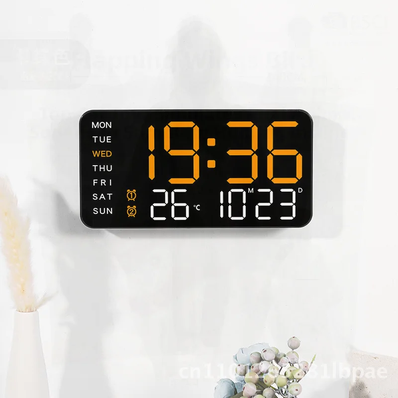 

Multifunctional Borderless Digital Wall Clock Dual-Purpose Hanging & Standing Simple Display with LED Thermometer Moon Phase