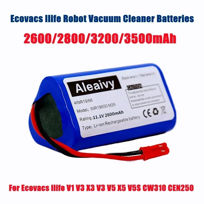 

18650 Lithium Replacement Battery 11.1V 2600mAh for Ecovacs Iilife V1 V3 X3 V3 V5 X5 V5S CW310 CEN250 Robot Cleaner Parts