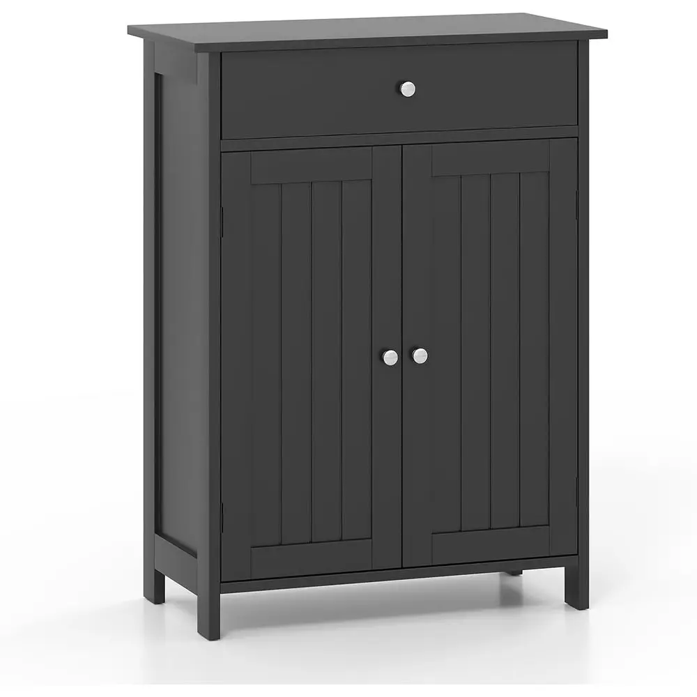 

Freestanding Floor Organizer Cabinet with 2 Doors, 1 Drawer, and Adjustable Shelf for Home Bathroom, Living Room, Entryway, or K