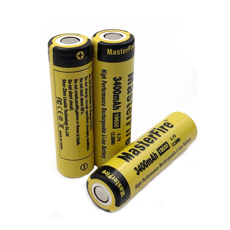 4 unids/lote MasterFire Original 12.58Wh 3400mah 3,7 V 18650 batería de litio recargable de alto rendimiento para baterías de ordenador portátil