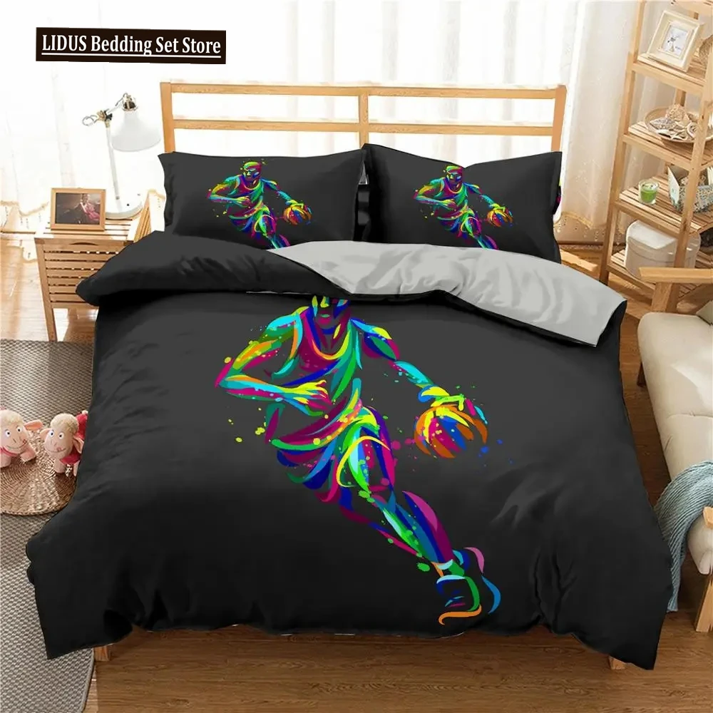 

Basketball Football Printed Duvet Cover Set Queen King Size Polyester Comforter Cover Sport Bedding Set For Boys Girls Teen