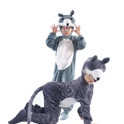 Children's Big Bad Wolf and Little Pig Stage Animal Performance Clothing Kid's Halloween Animal Themed Party Cosplay Jumpsuit