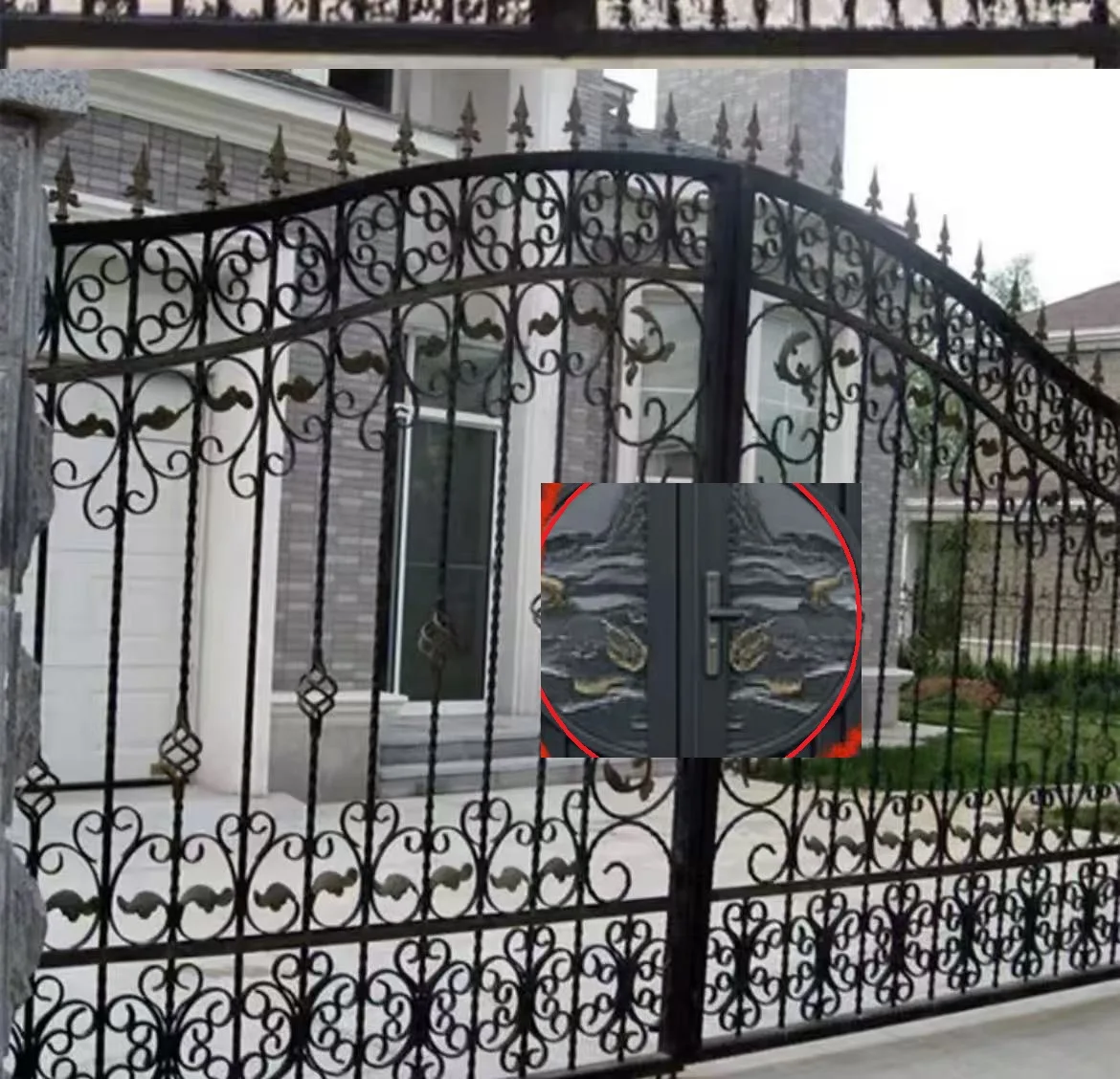 Villa Wrought Iron Gates Design Driveway Metal Steel Gate For Sale