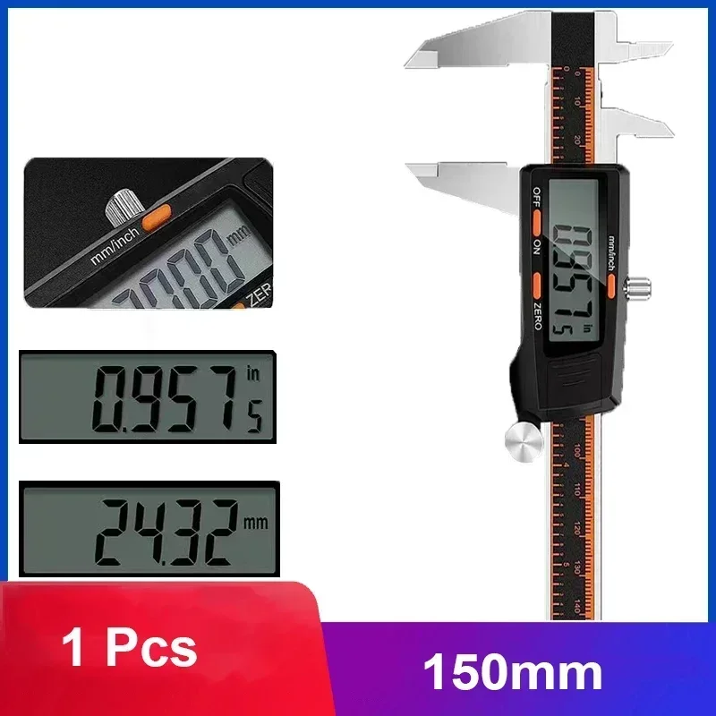 150mm Vernier Metal Caliper Digital Pachometer Professional Calipers Fractions/Inch/Metric Conversion Thickness Measuring Tools