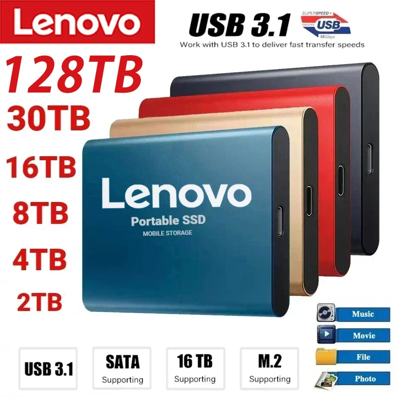 Оригинальный жесткий диск Lenovo SSD, жесткий диск на 1 ТБ, 500 Гб, 128 ТБ, жесткий диск, портативный электроника для ноутбуков/компьютеров/ПК