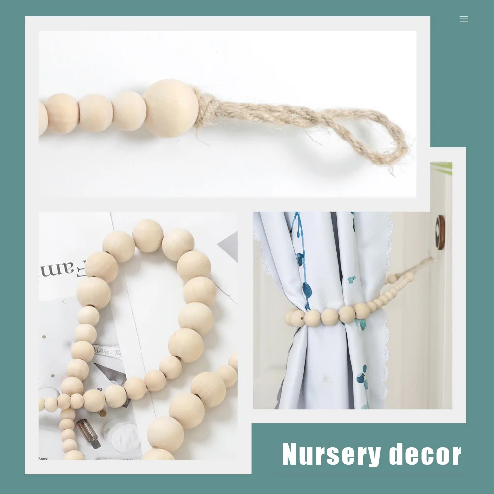 

Bead Curtain Wooden Strap Beaded Holdbacks Buckle Curtains Khaki Holders for Drapes Tie