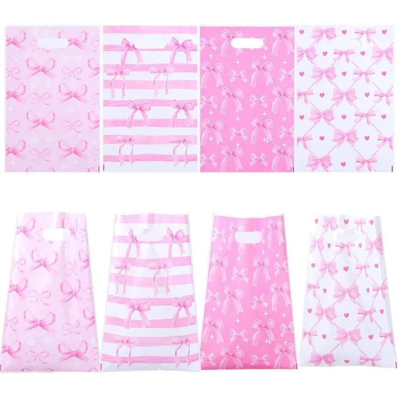 〔NN71〕50Pcs Pink Bow Thank You Tote Bag Suitable For Birthday Party Carnival Wedding Christmas New Year Anniversary Mother's Day