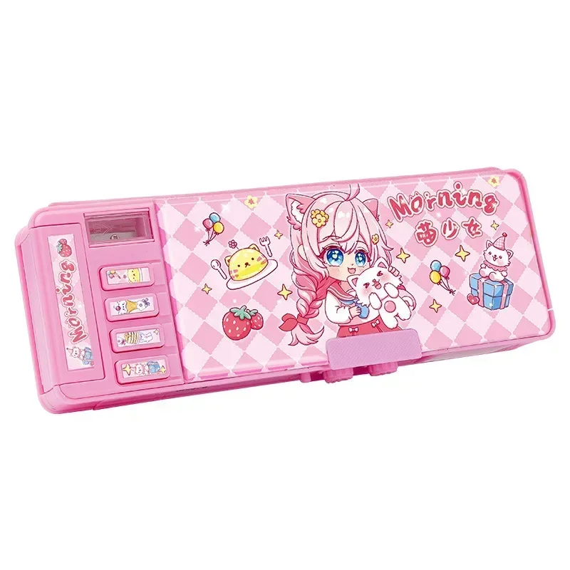 Estojo multifuncional para Estudante, Lápis Kawai Coreano Mágico, Princesa Escolar, Papelaria Rosa, Roxo