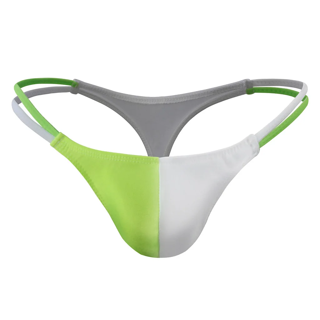 

Erotic Men's T Back Thongs Patchwork Underwear Sissy Transparent Mesh Thin Underpant Gays Sexy Low Waist U Convex Pouch G-string