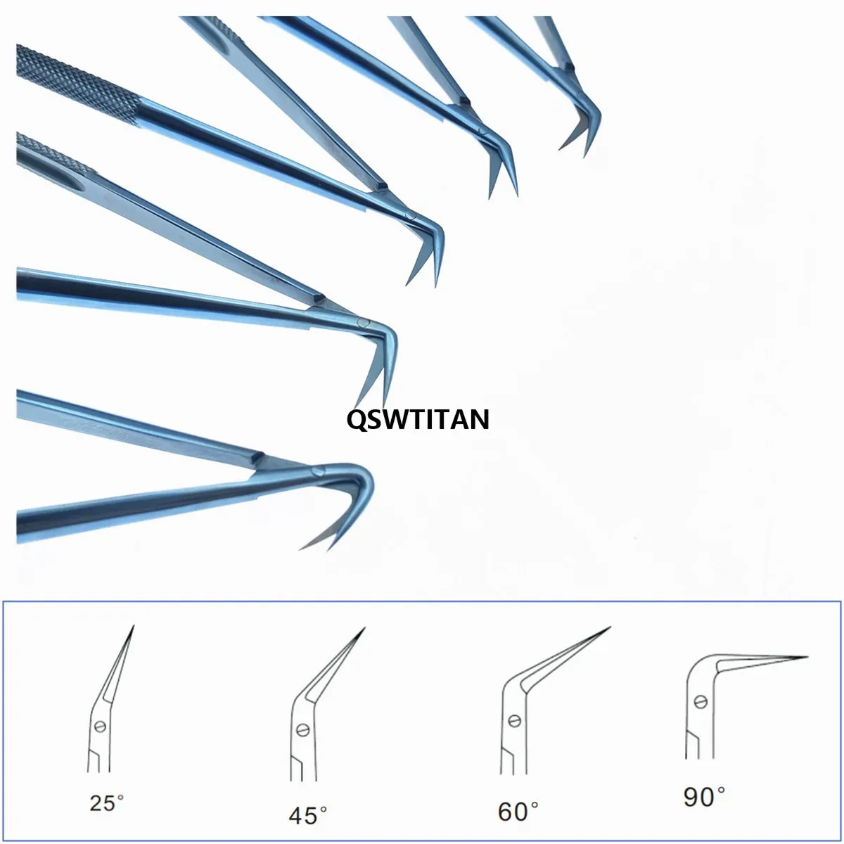 Micro tesoura de titânio angular tesoura neurossurgical scissor/instrumentos microcirúrgicos cardiovasculares