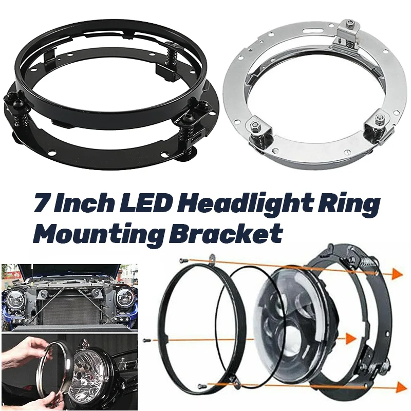 7 Inch  Motorcycle LED Headlight Mounting Bracket Holder Round Ring Headlamp Mount Lamp Holder Brackets For Harley Wrangler