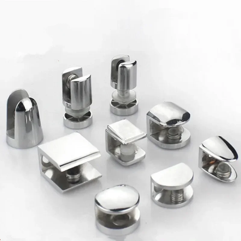 4pcs Zinc Alloy Glass Clamp Holder Wood Shelf Support Bracket Clip Furniture Hardware Accessories Hand Tool