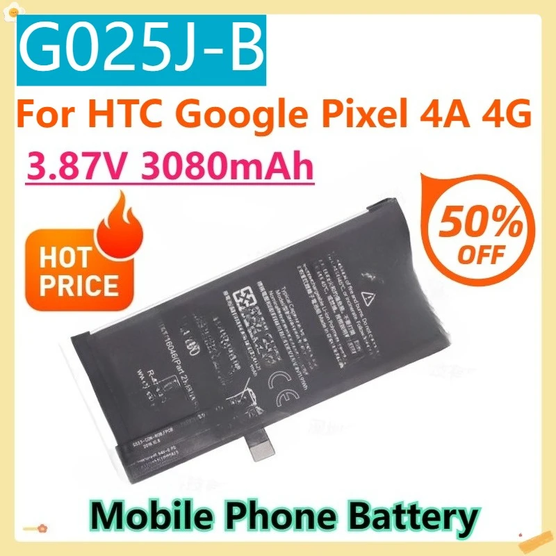 For HTC Google Pixel 4A 4G G025J-B 3.87V 3080mAh Mobile Phone Backup Replacement Battery
