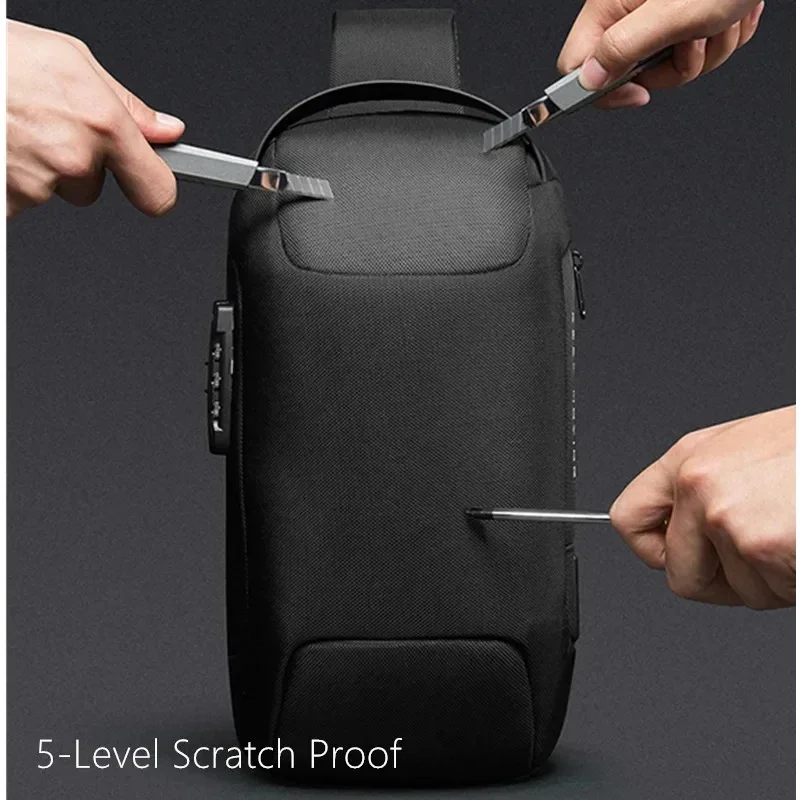 Chest Bag Anti-thief Men Crossbody Bag Waterproof Shoulder Bags USB Charging Short Trip For Male Travel Pack