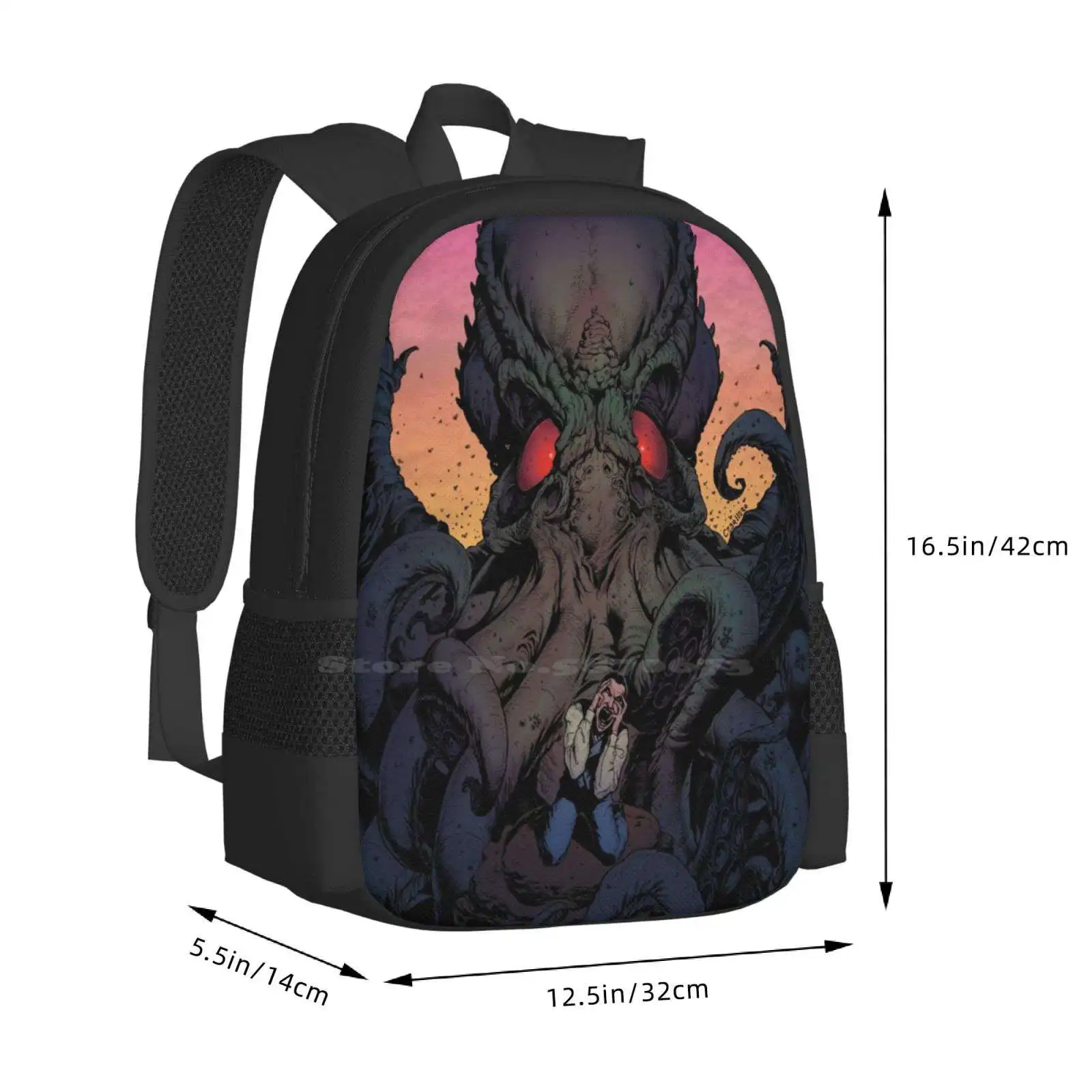 The Eternal Cthulhu Teen College Student Backpack Pattern Design Bags Cthulhu Hplovecraft Horror Monsters Johncebollero Tattoos