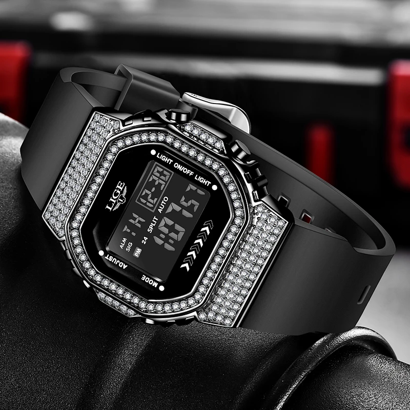 LIGE Orologio da uomo digitale da esterno in silicone semplice casual sportivo impermeabile allarme luminoso data automatica orologi elettronici per regali da uomo