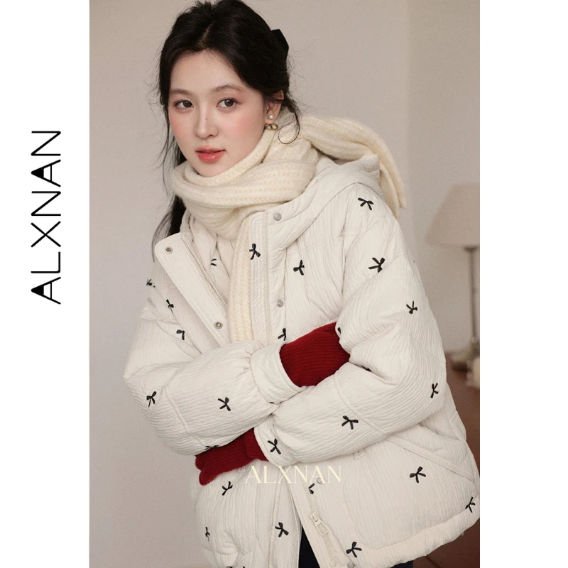 ALXNAN Lightweight Down Jacket Winter Hooded 90% Duck Down Puffer Coat Parka Outerwear Spring Autumn Casual Snow Jackets L59366