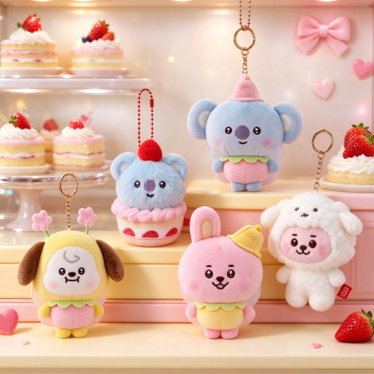 BT21 Plush Doll Keychain Cute Kawaii CHIMMY COOKY KOYA TATA High-Value Creative Anime Character Peripheral Birthday Gift Fans ﻿