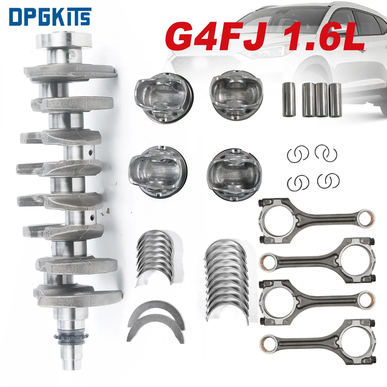 G4FJ 1.6T Engine Crankshaft Pistons Rings Set Connecting Rods Con Rod & Crankshaft Main Bearing For Hyundai Kia 2011-2019
