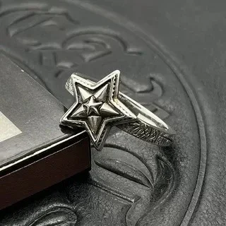 S925 sterling silver Thai silver retro square big star ring does not fade niche high-end men's medieval 3