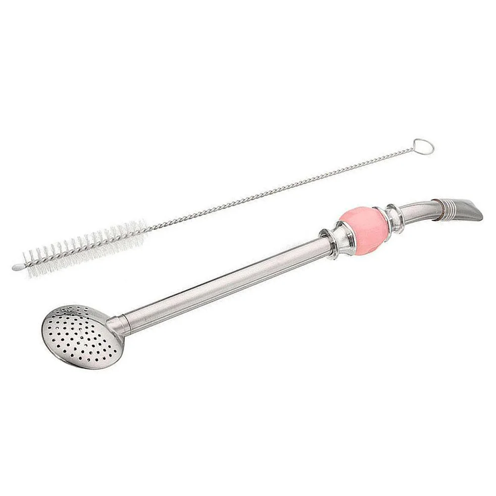 

2 pcs Stainless Steel Bombilla Straw Package Pink Color Reusable Drinking Filter Straw Cleaner Scrubber Tea Coffee Juices