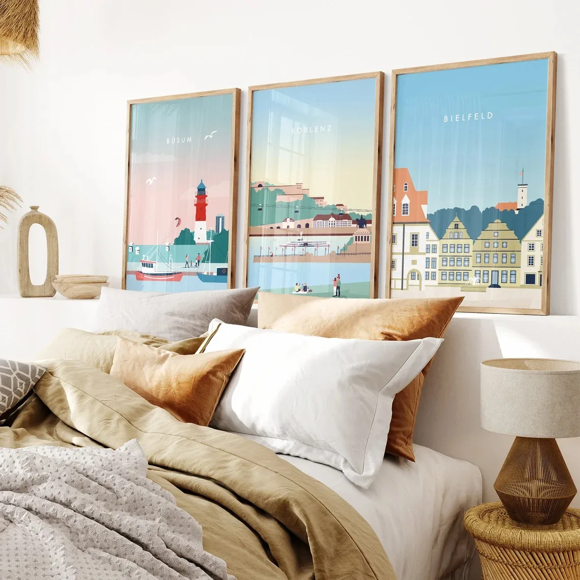 World Famous City Travel Poster Canvas Print Minimalist Illustration London Helsinki Reykjavik Hawaii Landscape Art Home Decor