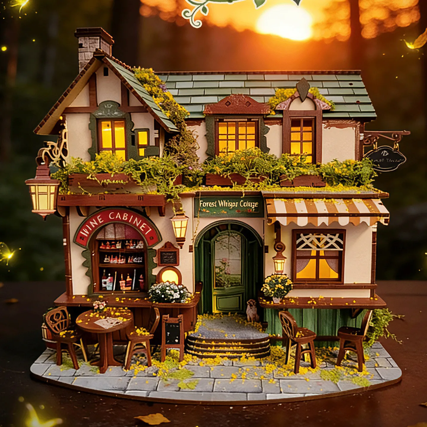 DIY Wooden Forest Cottage House Figurines Miniatures Bookend Assembled Houses for Friends Birthday Gifts Home Decoration