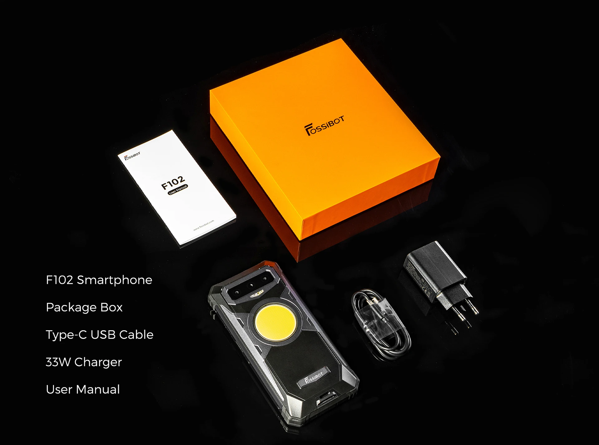 FOSSiBOT F102 Rugged Mobile Phone Android 13 Camping Light IP68&IP69K Waterproof 16500mAH 6.58'' FHD+120hz 32MP +108MP Camera