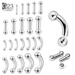 ASTM F136 Titanium Curved Barbell Nose Ring Large size Threaded With Balls Earring Lip Stud Eyebrow Labret Body Jewelry Piercing