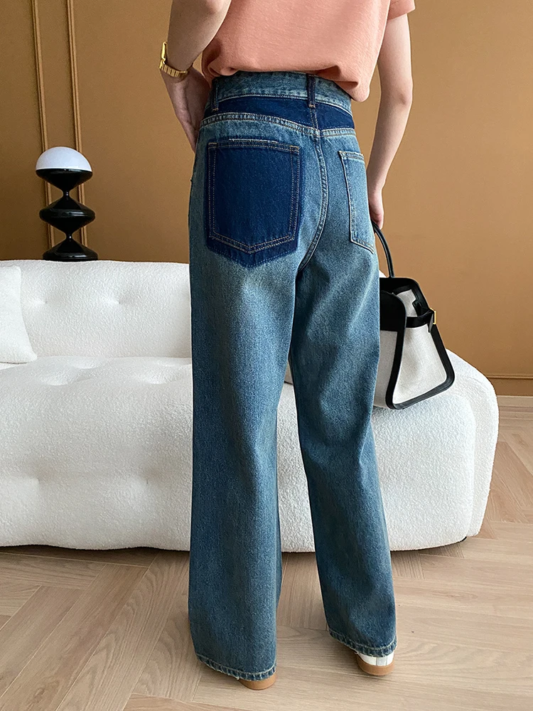 [LANMREM] Vintage High Waist Jeans For Women Straight Wide Leg Denim Pant Office Lady Trousers Fashion 2024 Autumn New 26D9990