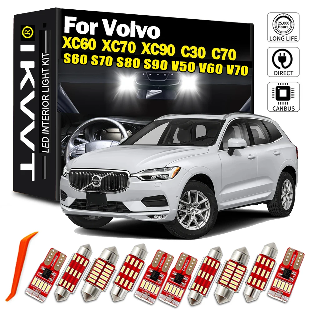 IKVVT Canbus LED Interior mapa cúpula Kit de luz para Volvo V50 V60 V70 XC60 XC70 XC90 C30 C70 S60 S70 S80 S90 bombillas Led para coche sin Error
