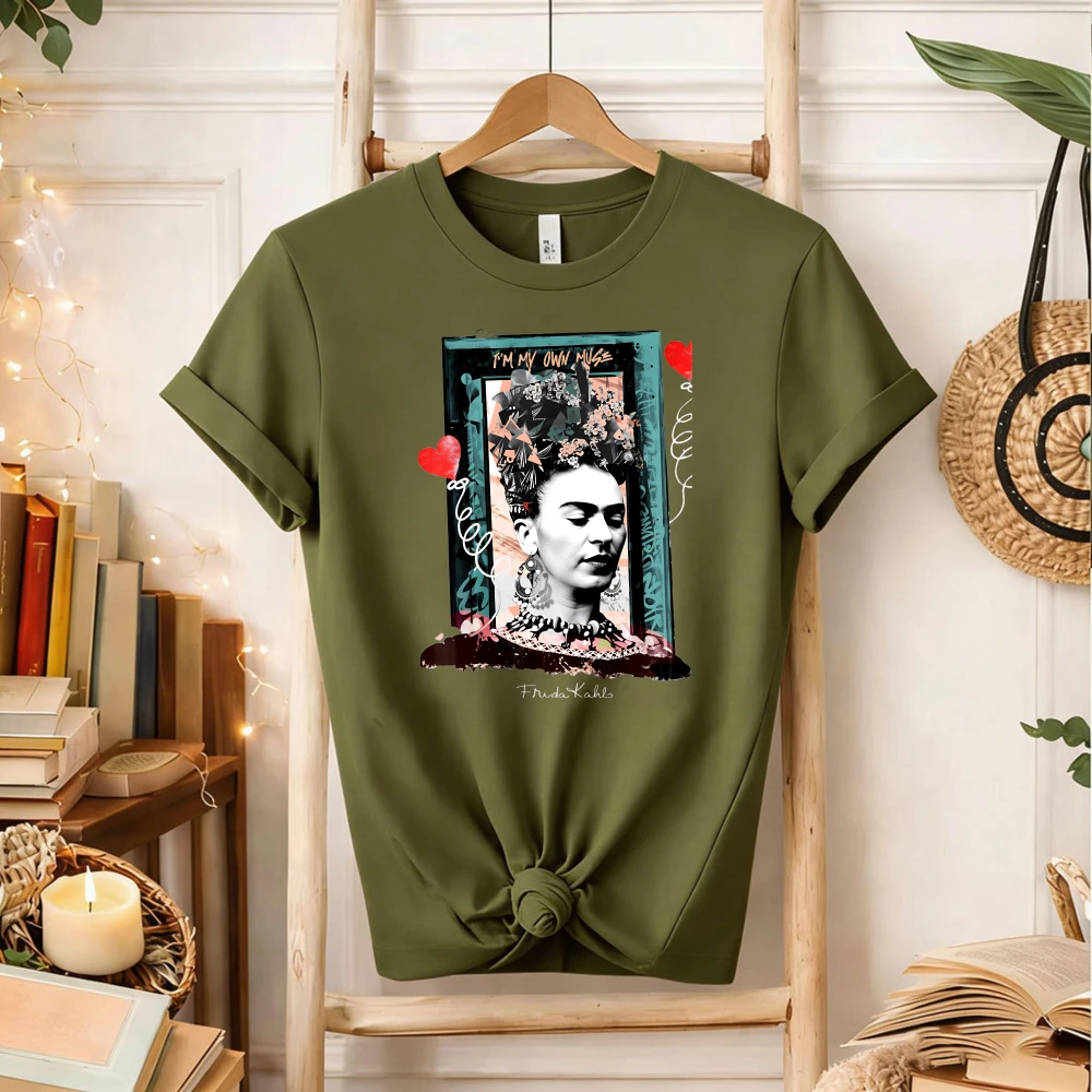 I Am My Own Muse Frida Kahlo Collage T-Shirt Feminist Mexican Artist Graphic Tee Art Lover Gift for Frida Fans Short-sleev view 5