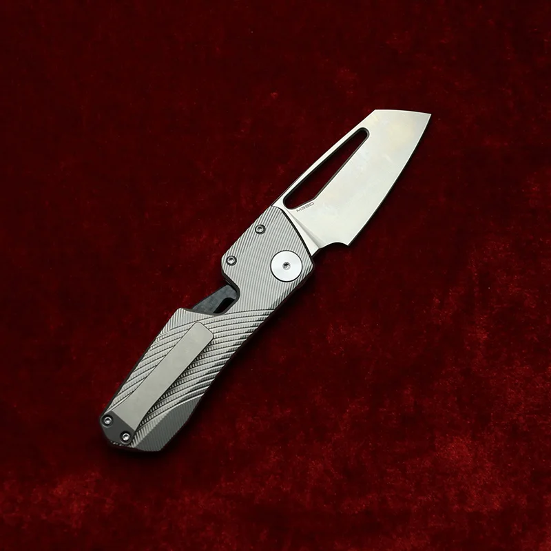 LEMIFSHE M390 Winterpudding Milled Titanium Handle Ceramic Bearings Pocket EDC Tool Fishing Camping Hunting Pencil Folding Knife