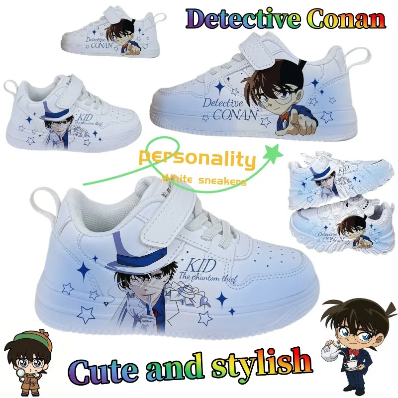 

Detective Conan shoes cute and fashionable cartoon creative haze blue high-top white sneakers gift for a friend's birthday