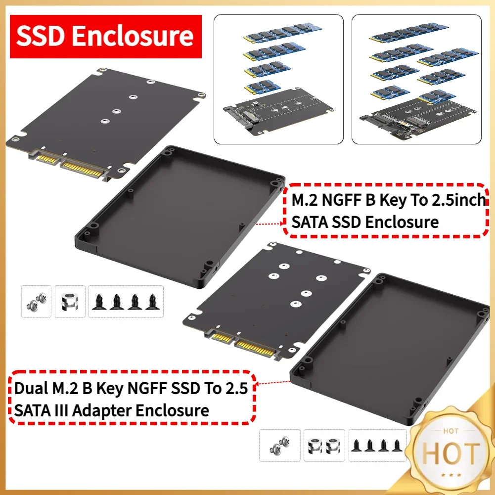 M.2 NGFF B Key To 2.5inch SATA SSD Enclosure 6Gbps SSD External Box M.2 NGFF SSD To 2.5 Inch SATA III Adapter for Laptop