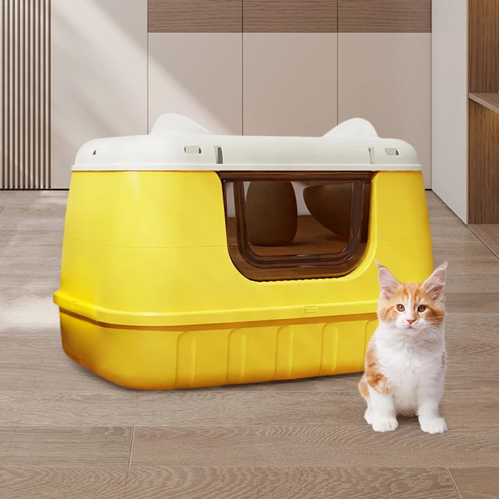 

Большой кошачий лоток для кошачьего туалета с защитой от брызг и лотком для кошачьего туалета для больших кошачьих пород или нескольких домашних кошачьих хозяйств