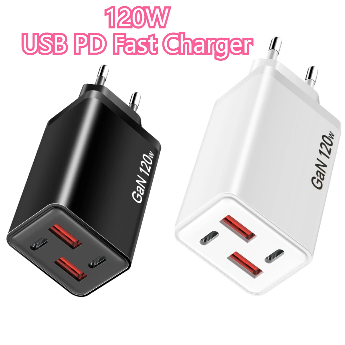 120 W GaN 4 Ports USB C PD Schnellladegerät EU US UK Stecker QC 3.0 Wandadapter für iPhone 16 Samsung S24 Xiaomi Huawei Schnellladung