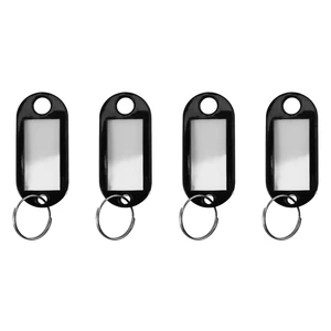 ABQR 20 Pcs Assorted Key ID Label Tags Split Ring Keyring Keychain (Black)