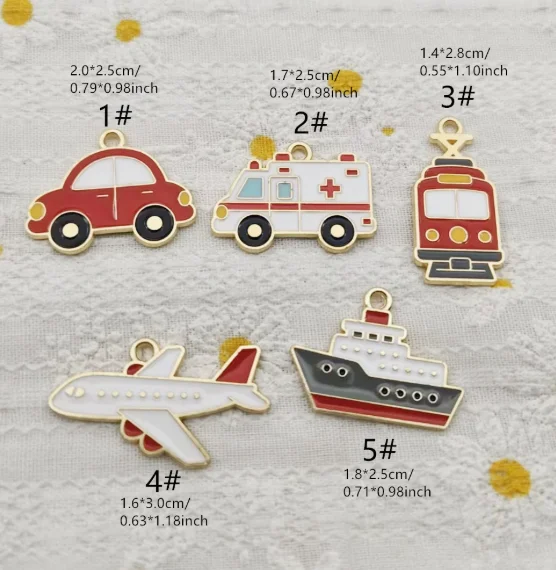 10 Pcs Ambulance Airplane Ship Pendants Charms  Jewelry Making For keychians Pendants Necklaces Bracelets DIY Accessories
