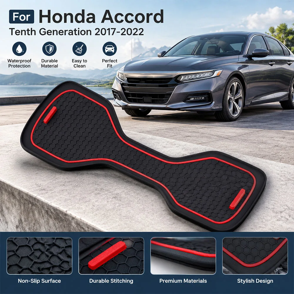 Car Center Console Cup Holder Mat For Honda Accord Tenth Generation 2017-2022 Anti Slip Cup Pad Interior Accessories