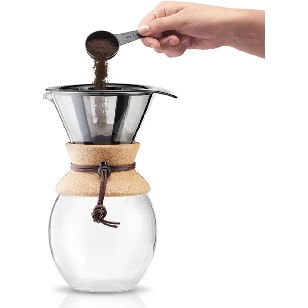 51oz Pour Over Coee Maker, High-Heat Borosilicate Glass with Reusable StainlSteel ilter and Cork Grip - Made in Portugal